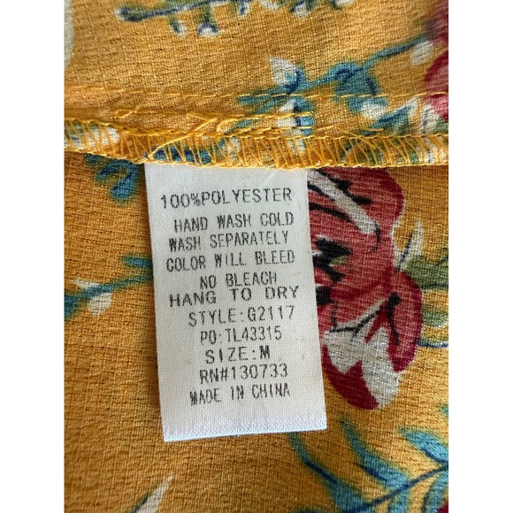 Umgee Floral Midi Dress Women Size M Mustard Yellow Boho Crochet Cottagecore - Picture 8 of 10